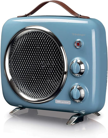 Ariete 808 - Calefactor vintage, frío y cálido, termostato ajustable, asa para fácil transporte, 2000 W, color azul claro